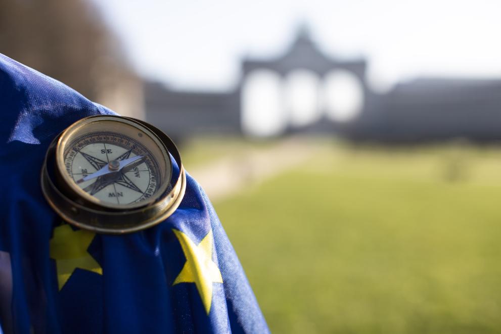 Compass on EU flag