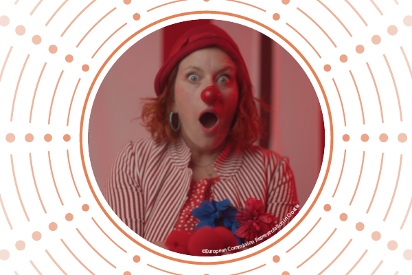 Petra Bokić dressed as a clown pulling a silly face